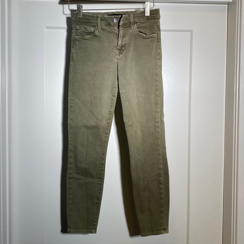J Brand Army Green, Mid-Rise, Cropped Ankle Jeans, Size 26